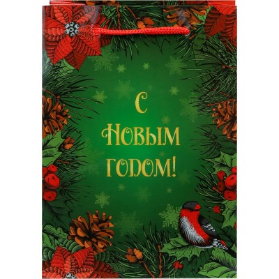 Миленд/Пакет бумажный ламинированный. Лесное цветение. С Новым годом/140 х 200 х 65/ПКП-6637/