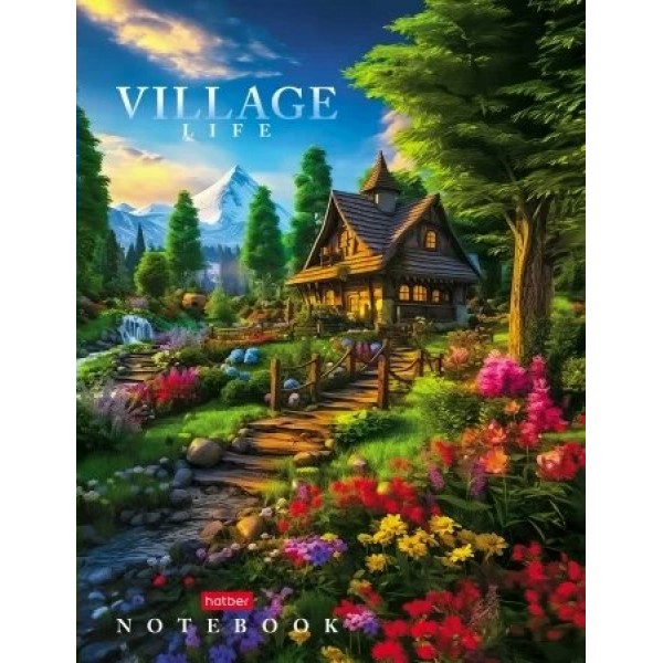 Блокнот 120 листов А5 167х216 клетка, твердая обложка Бизнес Village Life 5-цветный блок, 65г/м2 120ББ5В1_30819 Хатбер  084927