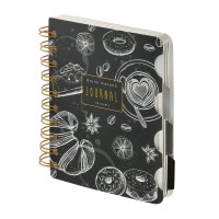 Книжка записная 120 листов А5 линия, в точку, гребень, твердая обложка Art journal Caffe nero Time бежевая бумага, с разделителями 80г/м2 3-567/11 Bruno Visconti 8/48