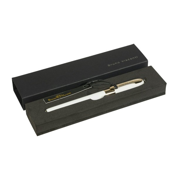 Ручка подарочная шариковая Monaco синяя 0,5мм белый корпус софт-тач, черный картонный футляр 20-0125-02/09 Bruno Visconti