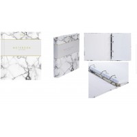 Тетрадь 120 листов А5 на кольцах, клетка, твердая обложка Marble white глянцевая ламинация 120ТК5В1_32785 Хатбер 1/8 089262
