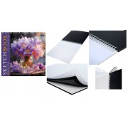 Скетчбук 40 листов А4 240х240 гребень Premium Грация букета бумага белая и черная, жесткая подложка, 100-200г/м2 40Б4Агр_31714 Хатбер  087279