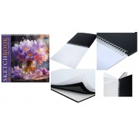 Скетчбук 40 листов А4 240х240 гребень Premium Грация букета бумага белая и черная, жесткая подложка, 100-200г/м2 40Б4Агр_31714 Хатбер  087279