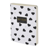 Книжка записная 60 листов А6 линия, интегральная обложка, кожзам Black&White Сердечки бежевая бумага, 80г/м2 7-60-1316/10 Bruno Visconti