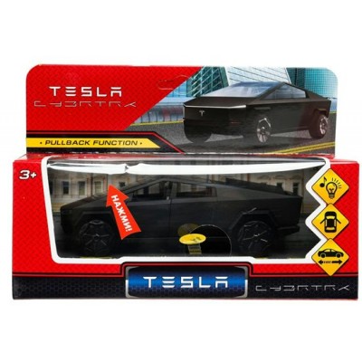 Технопарк Игрушка   Машина. Tesla Cybertruck матовая черная/13, 7 см, металл, свет, звук, инерционная CYBERTRCK-12SL-MAT-BК Китай