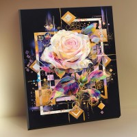 Картина по номерам холст на подрамнике 40х50 Волшебная роза черный холст, с золотой поталью, 21 цвет BHR0600 Молли