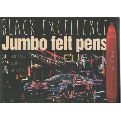 Фломастеры 12 цветов BLACK EXCELLENCE Jumbo антивандальные, вентилируемый колпачок 32-0071 Bruno Visconti