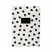 Тетрадь 40 листов А5 клетка Black&White Сердечки матовая ламинация софт-тач, фольга золото, бежевая бумага, 70г/м2 7-40-001/173 Bruno Visconti 24/96