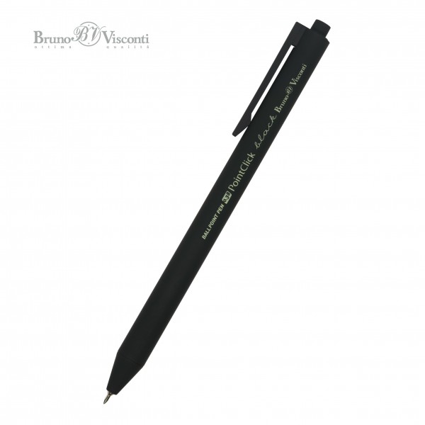 Ручка шариковая автоматическая PointClick Black синяя 0,38мм 20-0378 Bruno Visconti 24/288
