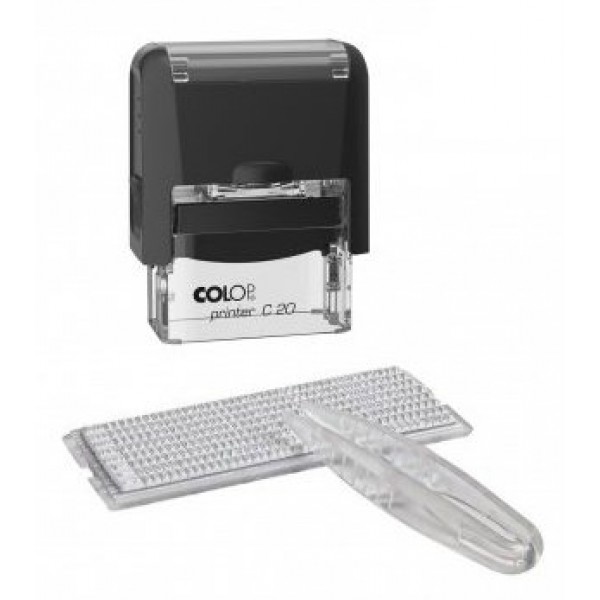 Штамп самонаборный 14х38мм 4-строчный + касса NEW Printer черный С20 SET black Colop  5949