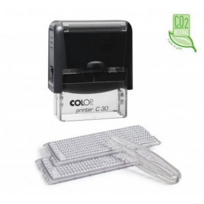 Штамп самонаборный 18х47мм 5-строчный + 2 кассы NEW Printer черный С30 SET black Colop  5951