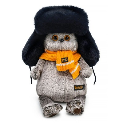 Budi Basa Игрушка   Кот Басик в меховой шапке и шарфе/мягкая, 22 см Ks22-282 Россия