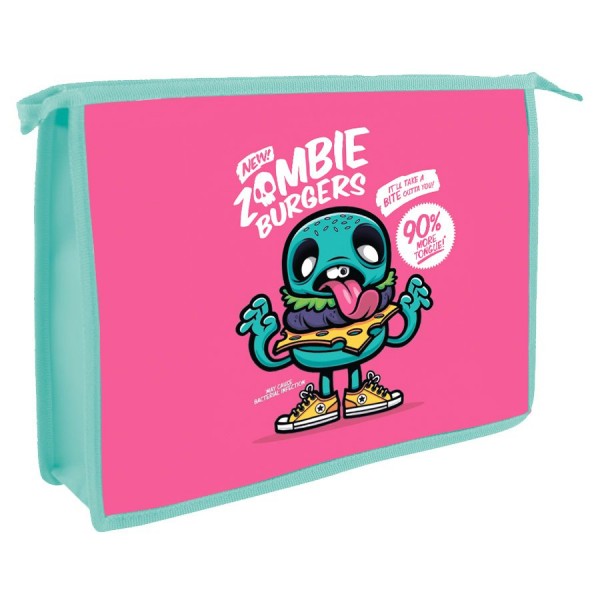 Папка для тетрадей А5 23х19см пластиковая на молнии Zombie Burgers печать на картоне, расширение 5см ПМ-А5-291 Пчелка