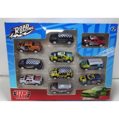 Технопарк Игрушка  Road Racing Набор машин. Суперкар/6,8 см, металл RR-SET-0177-R Китай 10 шт, ассортимент