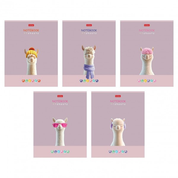 Тетрадь 48 листов А5 клетка ALPACA ламинация софт-тач, ассорти, 60-65г/м2 48Т5лВ1 Хатбер 5/60 090126