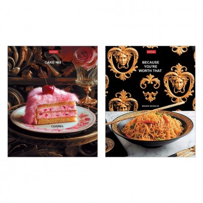 Тетрадь 96 листов А5 клетка, гребень Brand Food Выпуск №2 ассорти, глянцевая ламинация, 60-65г/м2 96Т5лВ1гр Хатбер 4/48 088757