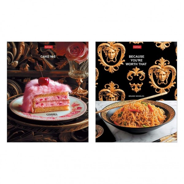 Тетрадь 96 листов А5 клетка, гребень Brand Food Выпуск №2 ассорти, глянцевая ламинация, 60-65г/м2 96Т5лВ1гр Хатбер 4/48 088757