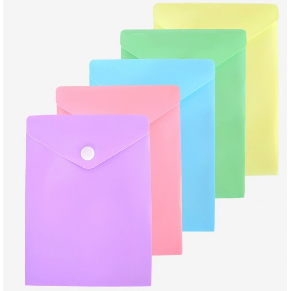 Папка конверт на кнопке А6- 11,5х15,7см 180мкм Pastel непрозрачная, ассорти 3071345 deVente