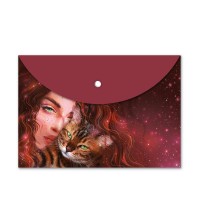 Папка для тетрадей А4 33,5х23см на кнопке Девушка с рыжим котом 180мкм 69005 Феникс 12/288 Папка для тетрадей А4 33,5х23см на кнопке Девушка с рыжим котом 180мкм 69005 Феникс 12/288