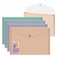 Папка конверт на кнопке А4 600мкм Matt Pastel Bloom 4 цветных отделения, ассорти 61161 ErichKrause 4/68