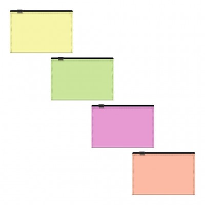 Папка на молнии А7 112х80 Zip Fizzy Neon Card Size 140мкм полупрозрачная, ассорти 54972 ErichKrause 12/468