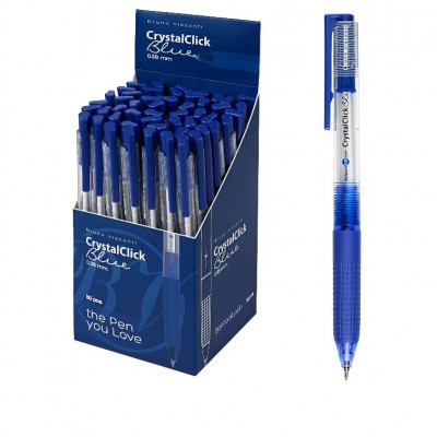 Ручка шариковая автоматическая CrystalClick синяя 0,38мм 20-0435/01 Bruno Visconti 50/1200