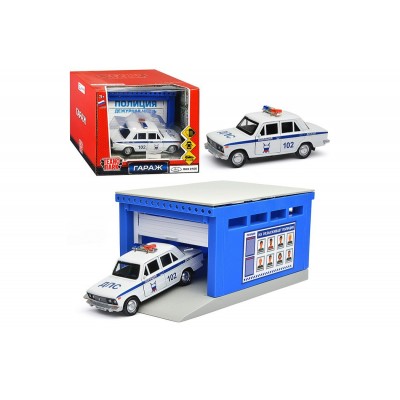 Технопарк Игрушка   Набор. Гараж + Ваз 2106. ДПС/12 см, металл GARAGESMA-20PLPOL-VAZ-WOD Китай