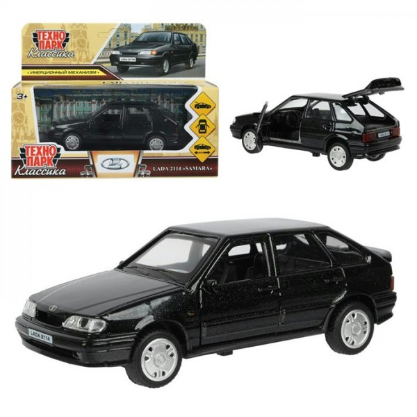 Технопарк Игрушка   Машина. LADA - 2114. SAMARA/12 см, металл, инерционная 2114-12-BK-WOD Китай