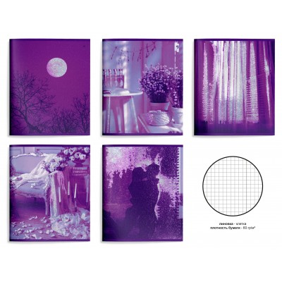Тетрадь 48 листов А5 клетка Lilac двойная обложка, выборочный УФ-лак, блестки, софт-тач LXCBCL-LC Lorex 5/60 257326