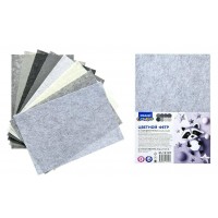 Фетр Набор 8 листов 8 цветов А4, толщина 1мм серый М-12107 Mazari