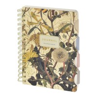 Книжка записная 120 листов А5 клетка, линия, в точку, гребень Art journal Summer Greens бежевая бумага, с разделителями, 80г/м2 3-737/06 Bruno Visconti 8/48