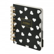Книжка записная 120 листов А6 линия, в точку, гребень Art journal Black&White Сердечки бежевая бумага, с разделителями, 80г/м2 3-568/13 Bruno Visconti 16/96
