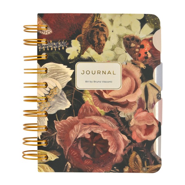 Книжка записная 120 листов А6 линия, в точку, гребень Art journal Lush Bouquet бежевая бумага, с разделителями, 80г/м2 3-568/15 Bruno Visconti 16/96