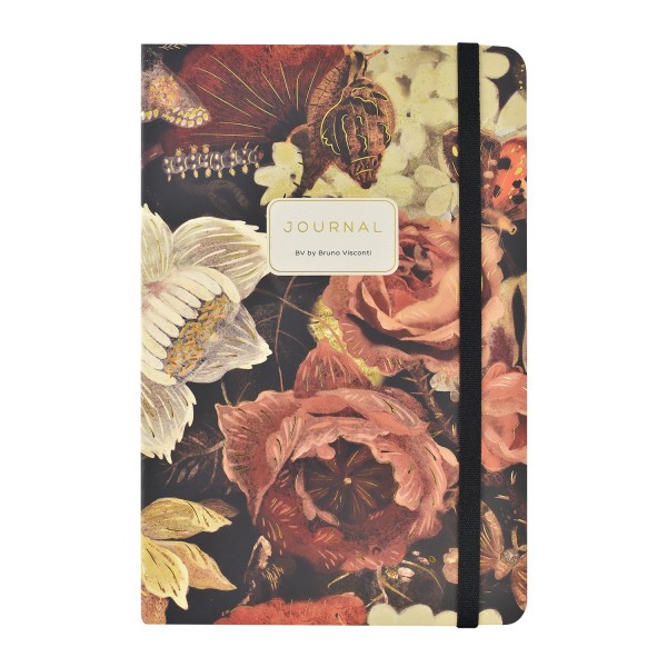 Книжка записная 100 листов А5 линия, твердая обложка Megapolis jurnal Lush bouquet бежевая бумага, на резинке, 70г/м2 3-479/04 Bruno Visconti 8/48