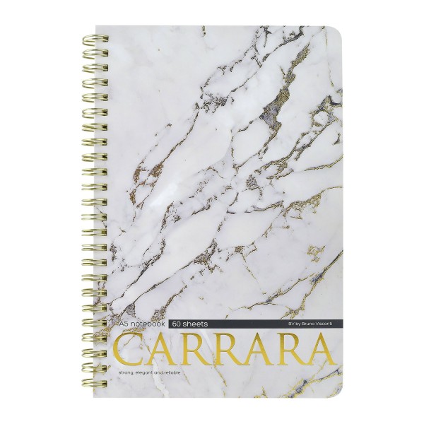 Тетрадь 60 листов А5 клетка, гребень Carrara бежевая бумага, матовая ламинация, 70г/м2 7-60-201/25 Bruno Visconti 20/80