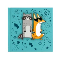 Блокнот 48 листов А7 105х105 в точку, твердая обложка Notebook Енот и лиса тиснение фольгой, глянцевая ламинация, 65г/м2 70124 Феникс
