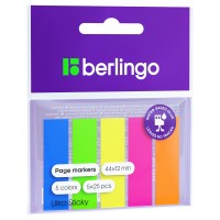 Блок клей -закладки 44х12мм 5х25 листов Ultra Sticky неоновые цвета LSz_41121 Berlingo 4/60 305412