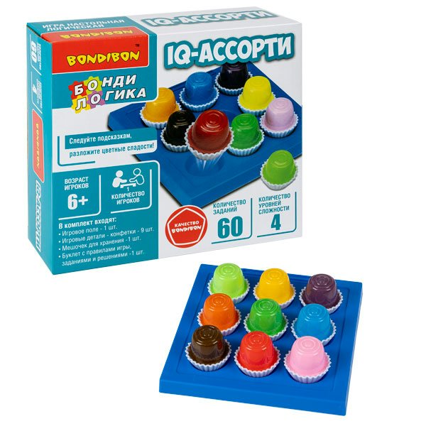 BONDIBON Игра 13 БондиЛогика IQ - Ассорти круглые конфеты ВВ6334-А Китай