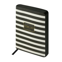 Ежедневник недатированный А6 106х148 128 листов линия, интегральная обложка, кожзам Black&White Полоски черный срез 3-742/02 Bruno Visconti