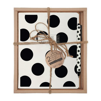 Набор подарочный тетрадь 48 листов А5 клетка Black&White New Black polka dots 2шт + ручка шариковая автоматическая ArtClick синяя 0,5мм 7-48-1269-2/1 Bruno Visconti