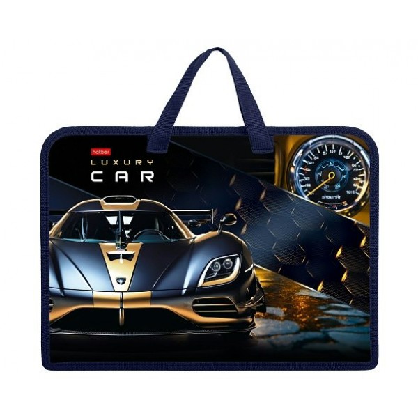Папка для тетрадей А4 24.5х34х7см на молнии Luxury car 1 отделение, с ручками, пластик AMn_08089 Хатбер  089411
