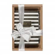 Набор подарочный ежедневник недатированный А6+ 128 листов линия, интегральная обложка, кожзам Black&White Полоски + ручка шариковая автоматическая Felicita синяя 0,7мм 3-742/02-5 Bruno Visconti