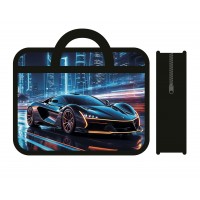 Папка на молнии А4 33х26см пластиковая с ручками Night car широкая, расширение 12см ПМ-А4-251 Пчелка