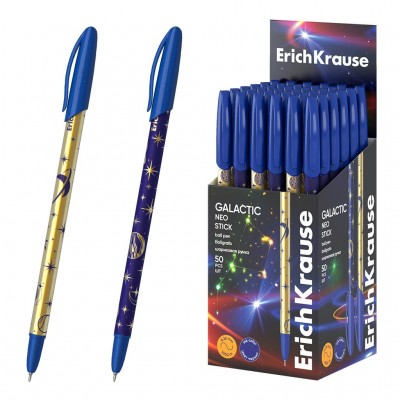 Ручка шариковая Neo Stick Galactic Super Glide Technology синяя 0,7мм, одноразовая 63100 ErichKrause 50/200/2400
