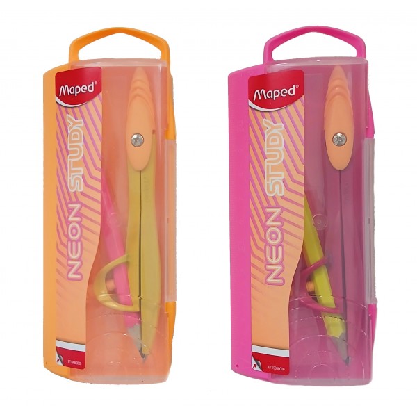 Циркуль металлический Neon study пластиковый футляр, ассорти 199100 Maped 20/240