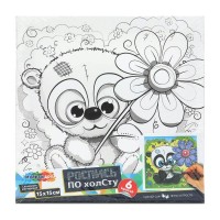 Картина по контурам холст на подрамнике 15х15 Панда 6 цветов CANV15X15-118847 МультиАрт