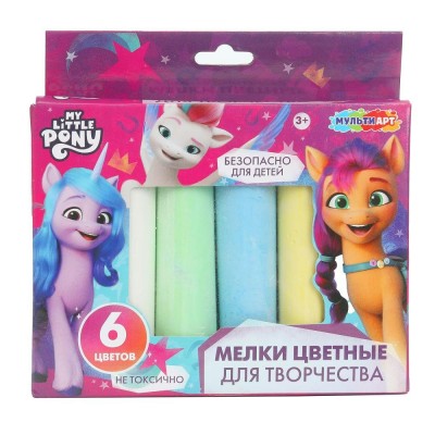 Мел цветной 6 цветов мелки цветные для творчества. Мой маленький пони MEL6-117399 (48) МультиАрт