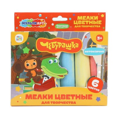 Мел цветной 6 цветов для творчества. Чебурашка MEL6-113544-WOT МультиАрт