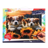 Картина по номерам холст на подрамнике 40х50 Собачки и подсолнухи CANV40X50-115349 МультиАрт Картина по номерам холст на подрамнике 40х50 Собачки и подсолнухи CANV40X50-115349 МультиАрт