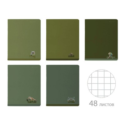 Тетрадь 48 листов А5 клетка Verde Animals матовая ламинация софт-тач, 70г/м2 7-48-1373 Bruno Visconti 5/60